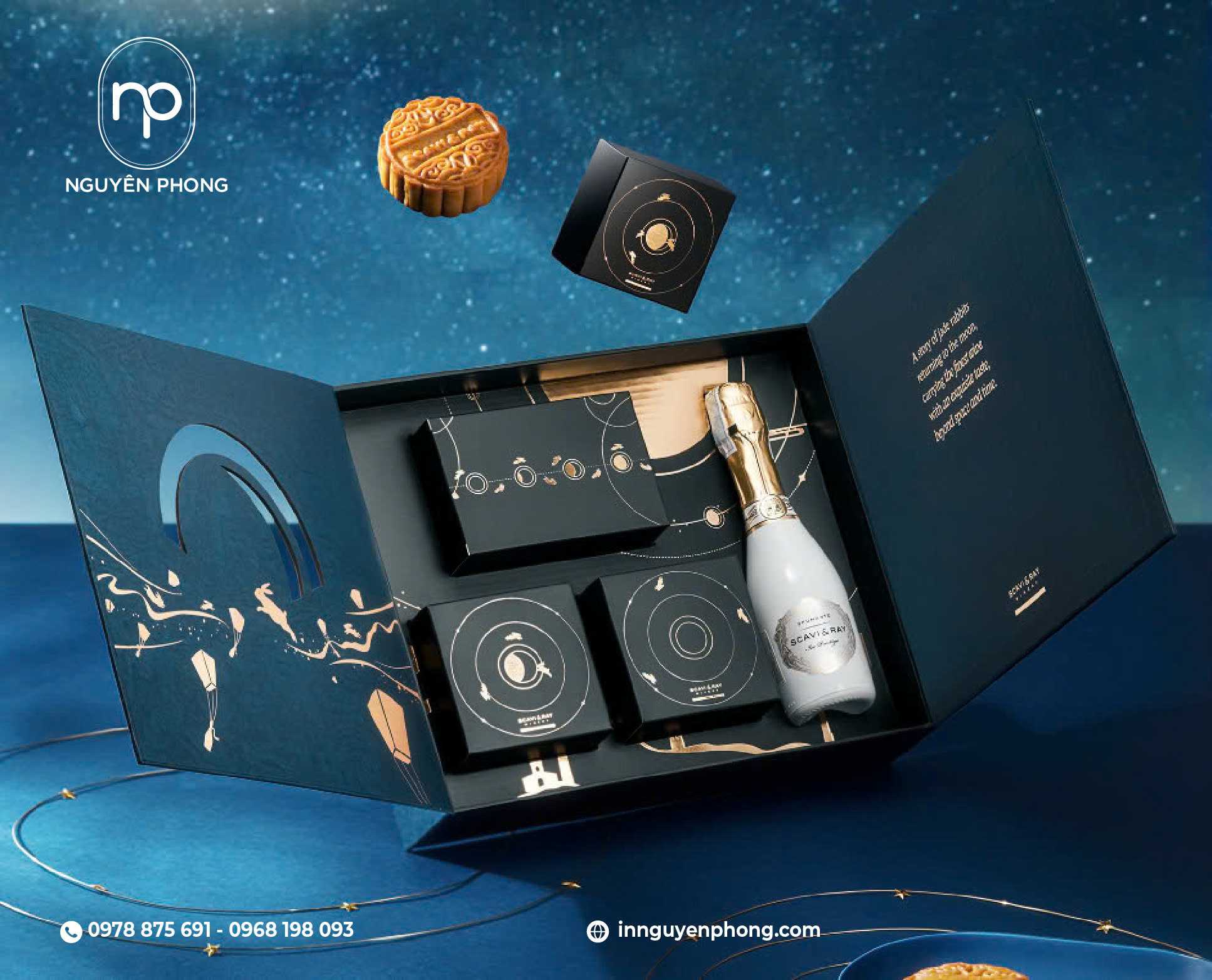 Mẫu hộp bánh trung thu và rượu làm quà tặng
